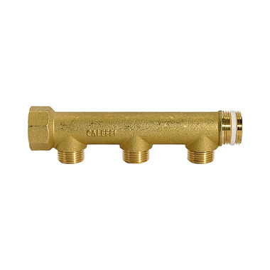 Riegler Distributor pipe, 3 outlets, Input 2x1, Output 3x1/2 ET, Brass 112568