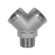 Riegler Distributor, 2-way, R 1/8 AG, outlets 2 x G 1/8 IG, nickel-plated brass. 112596