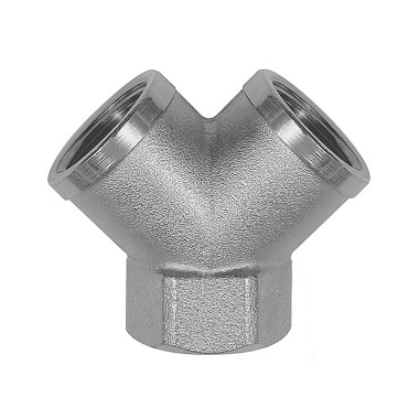 Riegler Distributor, 2-way, G 1/8 IG, outlets 2 x G 1/8 IG, nickel-plated brass. 112600