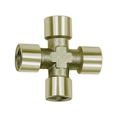 Riegler Cross-piece, 4 x interior, G 1/4, AF 13, nickel-plated brass 112799