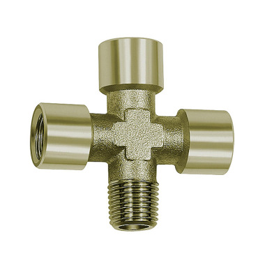 Riegler Cross-piece, 3 x IT, 1x ET, G/R 1/8, nickel-plated brass 112802