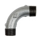 Riegler Bend 3, long, 90°, AG/AG, R 3/8, black malleable cast iron, hot-dip galvanized. 112863