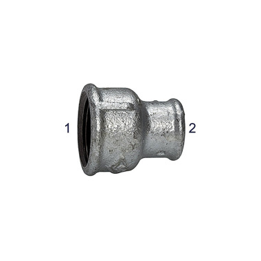 Riegler Sockets 240, IG/IG, Rp 3/4, Rp 1/2, black malleable cast iron, hot-dip galvanized. 113029