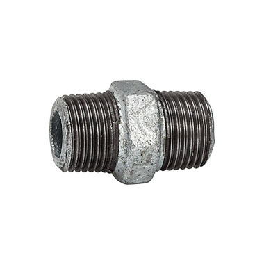 Riegler Double threaded nipple 280, AG/AG R 3, malleable cast iron black hot-dip galvanized. 113114