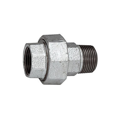 Riegler Screw connection 341 IG/AG, Rp/R 1 1/4, black. Malleable cast iron, hot-dip galvanized. 113194