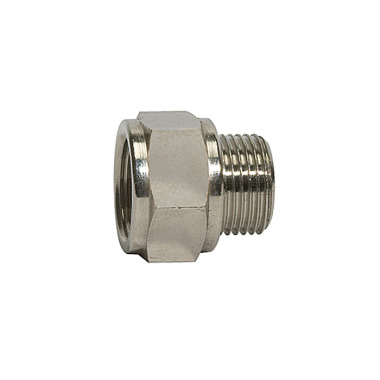 Riegler Extension piece short »value line« G 1/8 a., G 1/4 i., MS nickel-plated. 115512