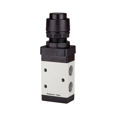 Riegler 3/2-way valve, manual »M3«, push button, NC, monost., G1/8, black 115994