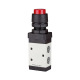 Riegler 3/2-way valve, manual »M3«, push button, NC, monost., G 1/8, red 115995