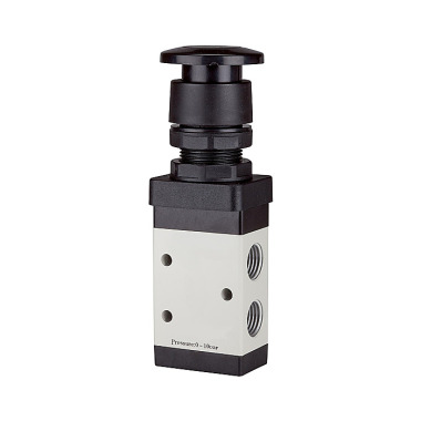 Riegler 3/2-way valve, manual »M3«, mushroom button, NC, monost., G1/8, black 116006