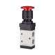 Riegler 3/2-way valve, manual »M3«, mushroom button, NC, monost., G 1/8, red 116007