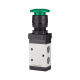 Riegler 3/2-way valve, manual »M3«, mushroom button, NC, monost., G1/4, green 116011