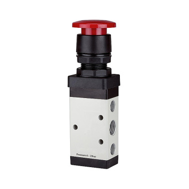 Riegler 5/2-way valve, manual »M5«, mushroom button, monostable, G 1/8, red 116013