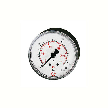 Riegler Standard pressure gauge, rear centric, G 1/4, 0 - 10 bar/145 psi 116896