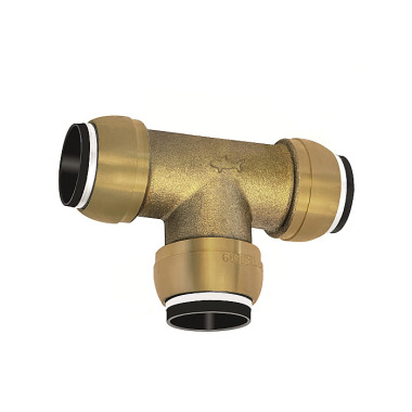 Riegler T-connector, brass, »sharkbite«, for pipe outer diameter 15 mm 117081