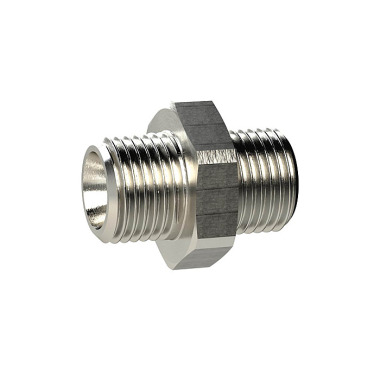 Riegler Double threaded nipple, G 1/8 o., G 1/8 o., nickel-plated brass 131891