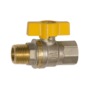 Riegler Ball valve DIN EN 331, DVGW, MS nickel-plated wing handle, IG/AG, Rp/R 1/4 133192