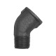 Riegler Angle 121, 45°, Rp 2 i., R 2 a., black malleable cast iron 133669