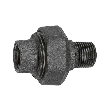 Riegler Screw connection 331, flat seal, R 1 1/2, Rp 1 1/2, tempered black. 133819