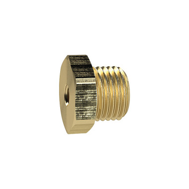 Riegler Reducing nipple short, G 1/4 male, M5 female, SW 17, brass 134472