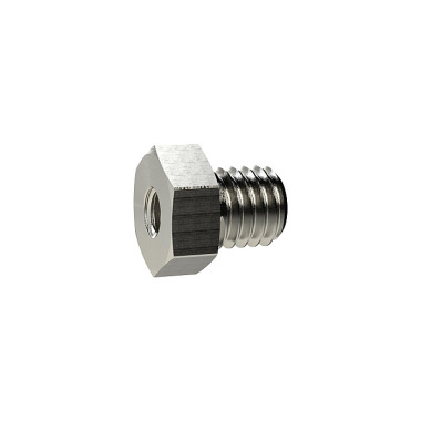 Riegler Reducing nipple short, G 1/8 a., M5 i., SW 14, nickel-plated brass. 134739