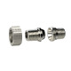 Riegler Detachable double thread nipple, conical sealing R 1/8 a., R 1/8 a. MS nickel-plated. 136556