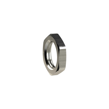 Riegler Hexagonal counter nut, M14x1.0, AF 19, nickel-plated brass 136698