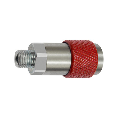 Riegler Unv. rotary safety coupling NW 6, ISO 6150 C, G 3/8 AG, red 141850