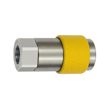 Riegler Unv. rotary safety coupling NW 6, ISO 6150 C, G 1/2 IG, yellow 141861