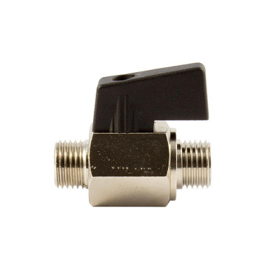 Riegler Mini ball valve, smooth surface, nickel-plated brass, G 1/4 AG, DN 8 143656