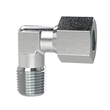 Riegler Elbow screw-in fitting, NPT 1/4 a., pipe Ø 6, galvanized steel. 159169