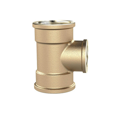 Riegler T-reducer 3xint.thread, 2xG3/4i, Outlet G1/2, 16bar, bright brass 194130