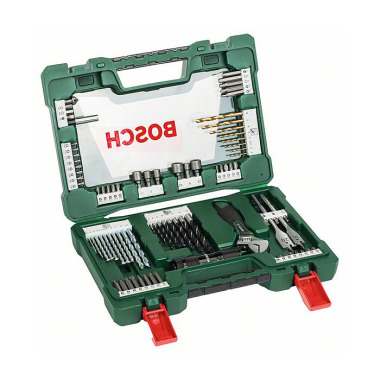 Bosch V-Line Box, Bohrer- und Bit-Set, 83-teilig, LED-Taschenlampe, Rollgabelschlüssel 2607017309