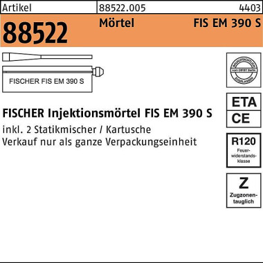 Fischer Injektionsmörtel R 88522 FIS EM 390 S Kunstharz 6 Stück FISCHER 885220050000000