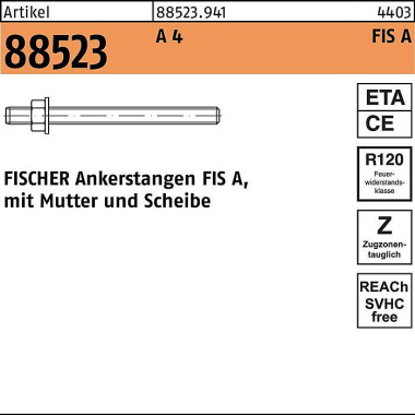 Fischer Ankerstange R 88523 FIS A M16x300 A 4 10 Stück FIS CHER 885239410160300