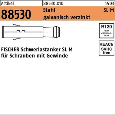 Fischer Schwerlastanker R 88530 S L M16 Stahl galv.verz. 10 Stück FISCHER 885300100160000