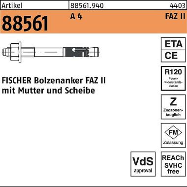 Fischer Ankerbolzen R 88561 FAZ I I 20/60 A 4 4 Stück FISCH ER 885619400200060