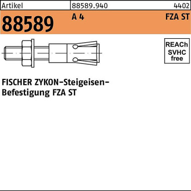 Fischer Steigeisenbefestigung R 8 8589 FZA 14/60 ST A 4 20 Stück FISCHER 885899400140060