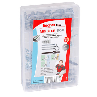 Fischer MEISTER-BOX mit GK-Dübel+Schrauben+Haken 513892