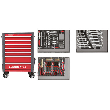 GEDORE red Tool set in tool trolley WINGMAN red 129 pce R22071004