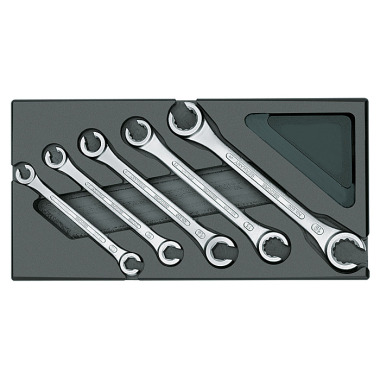 GEDORE Double ring spanner set, open, in 1/3 ES module 1731157 (T-82004)