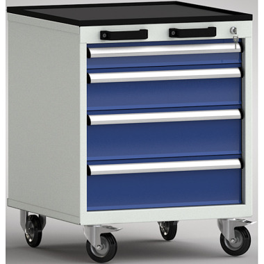 KLW Standard tool trolley - 572 x 655 x 750 mm W x D x H, with 4-sided raised edge FEA0600-04ESV-001