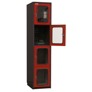 KLW Valuable goods cabinet - 1850 x 415 x 500/540 mm H x W x D, with 4 compartments 08/87-4-AKKU