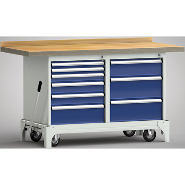 KLW mobile professional workbench - 1500 x 700 x 871 mm L x W x H WP782N-1500M45-E7026