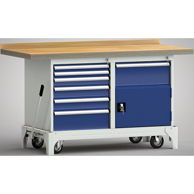 KLW mobile standard workbench - 1500 x 700 x 866 mm L x W x H WS782N-1500M40-E7027