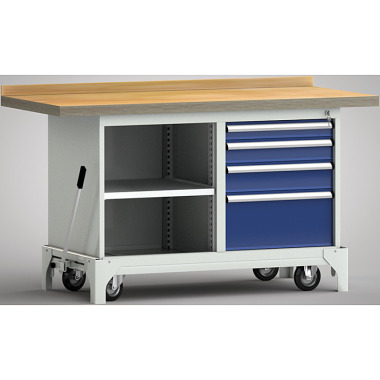 KLW mobile standard workbench - 1500 x 700 x 866 mm L x W x H WS782N-1500M40-E7045