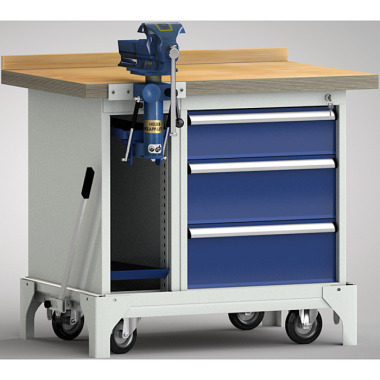 KLW mobile standard workbench - 1000 x 700 x 866 mm L x W x H WS795N-1000M40-E7037