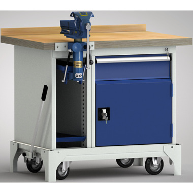 KLW mobile standard workbench - 1000 x 700 x 866 mm L x W x H WS795N-1000M40-E7038