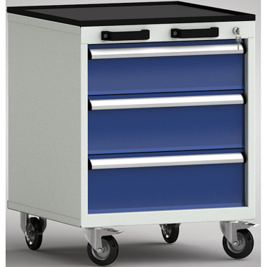 KLW Professional tool trolley - 572 x 655 x 750 mm W x D x H, with 4-sided rolled edge FEA0600-03EPV-001