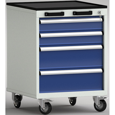 KLW standard tool trolley - 572 x 605 x 830 mm W x D x H, with 4-sided rolled edge FEA0650-04ESV-001