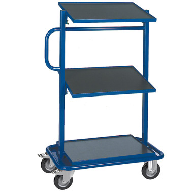 KLW Picking trolley, 3 loading levels, hardened plywood panel in angle steel frame 8610-6184D-3C12